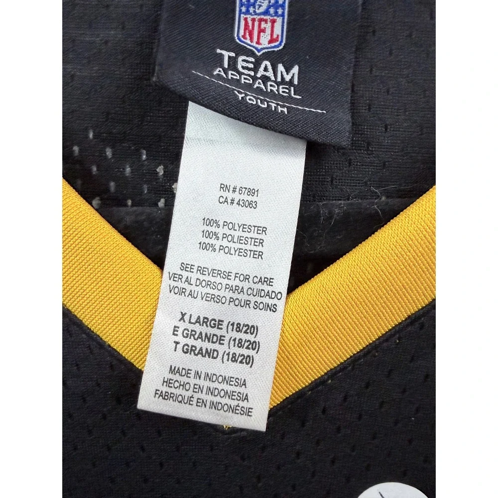 NFL Team Apparel Pittsburgh Steelers Jersey Youth XL Black New Mesh V-Neck 33